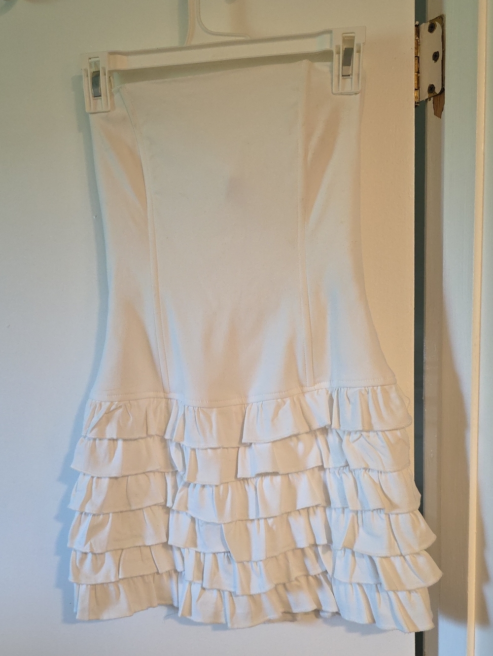 Edikted White Strapless Mini Dress With Ruffles